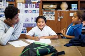 Students participating in community engagement program