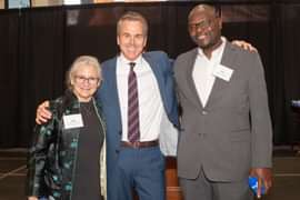 From left: Judy Wombwell, Dean of Faculty Jeff Domina, and Elly Nyamwaya. Photo credit: Tory Wesnofske.