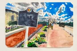 Watercolor of the Edmund Pettus Bridge by Eve Avalos