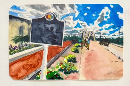 Watercolor of the Edmund Pettus Bridge by Eve Avalos
