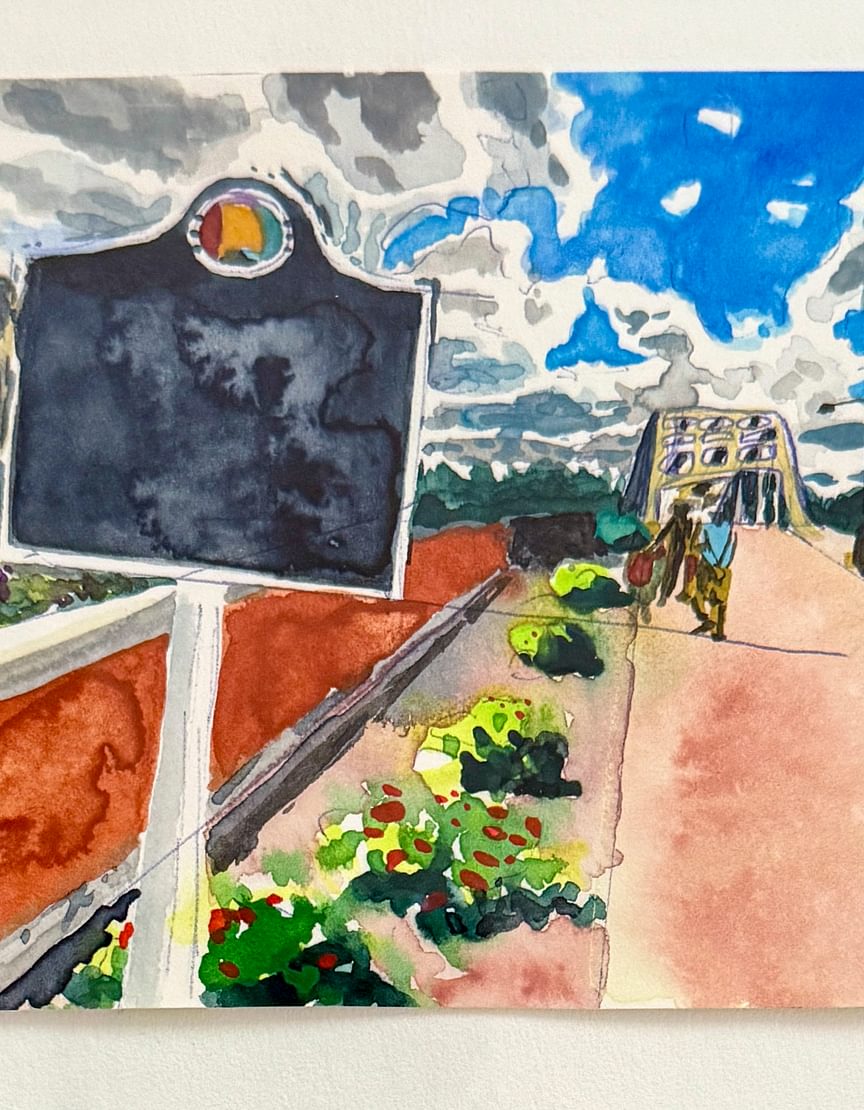 Watercolor of the Edmund Pettus Bridge by Eve Avalos