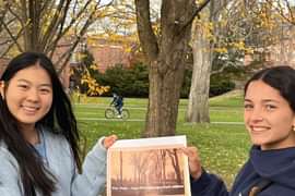 Students at the Elm Arch