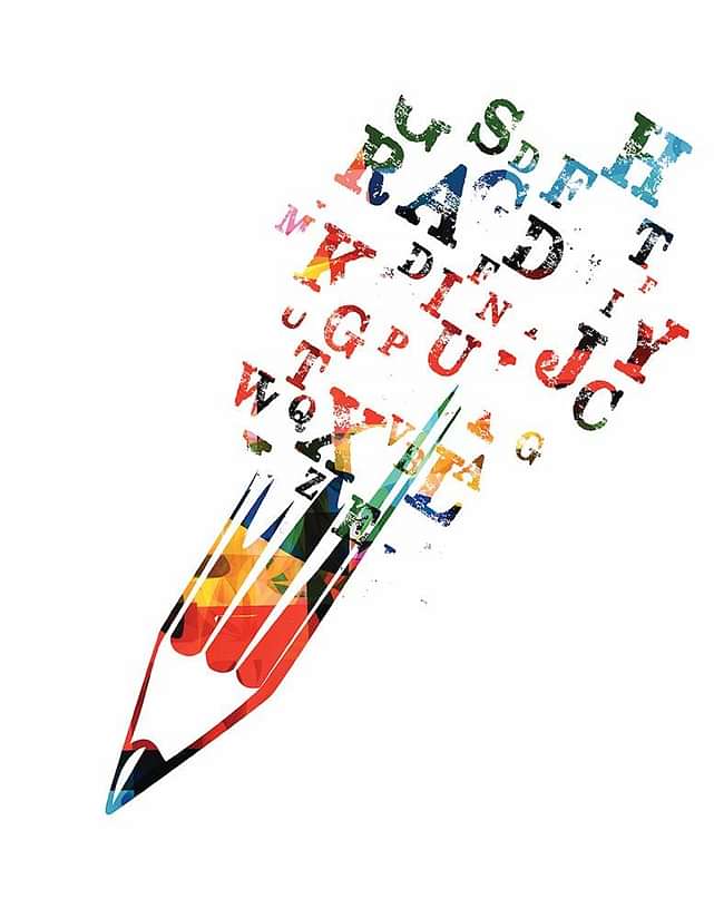 Colored Pencil Drawing of Pencil and Letters