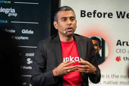 Arun at a speaking engagement