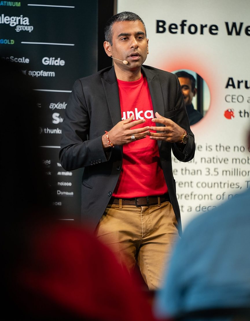 Arun at a speaking engagement