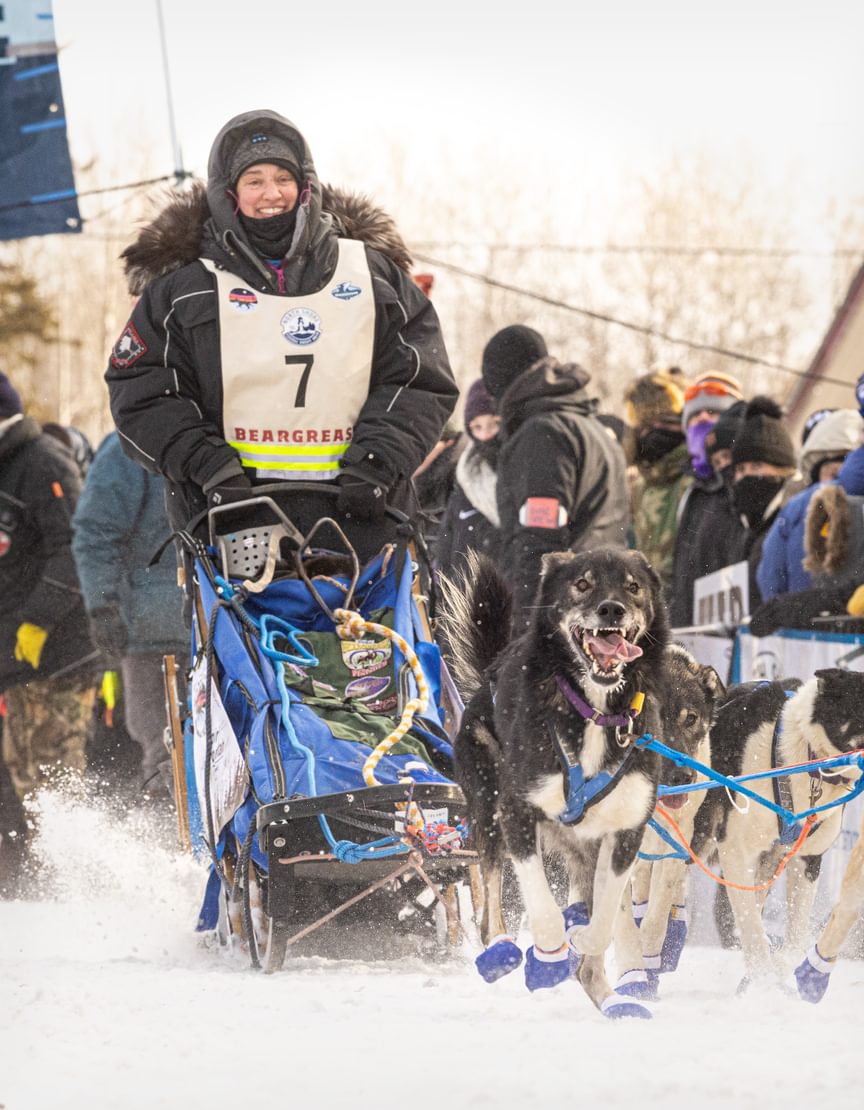 Phillips Academy alumna Erin Altemus ’97 and her sled dogs