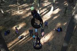 Students on a Ropes Course in the Gym