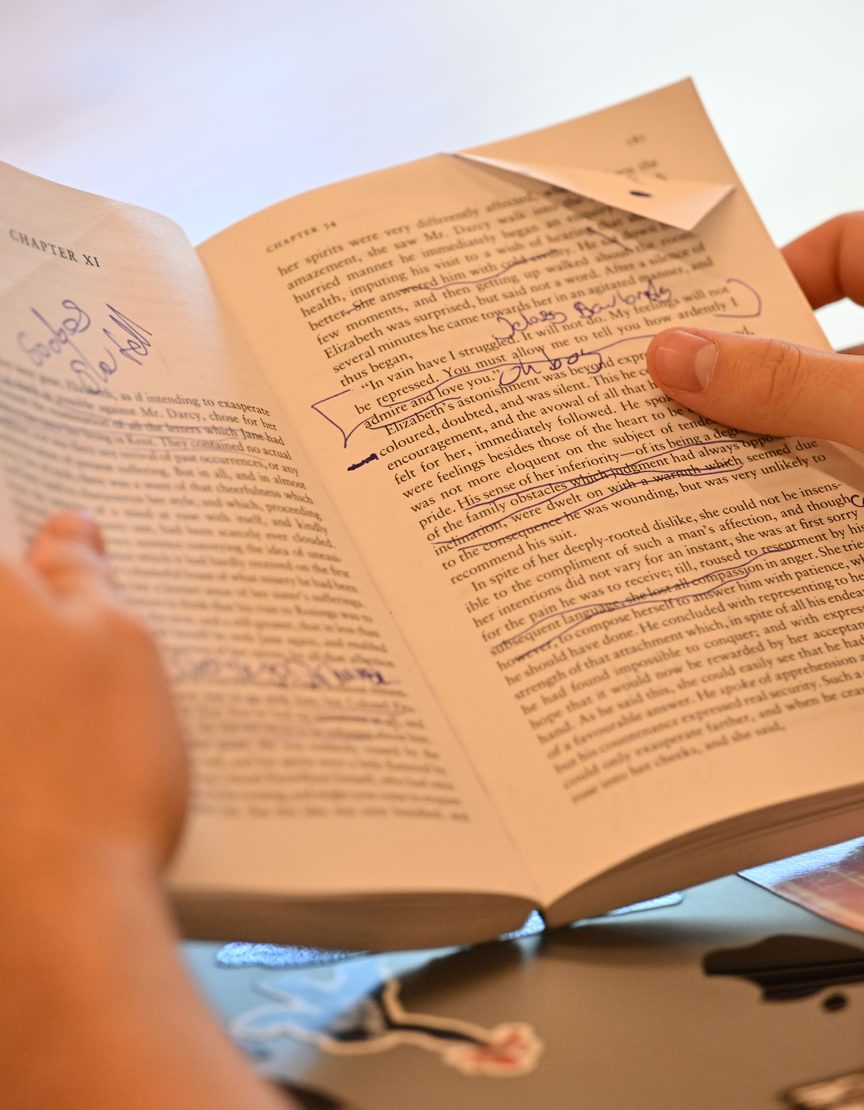 Student reading Jane Austen’s Pride and Prejudice