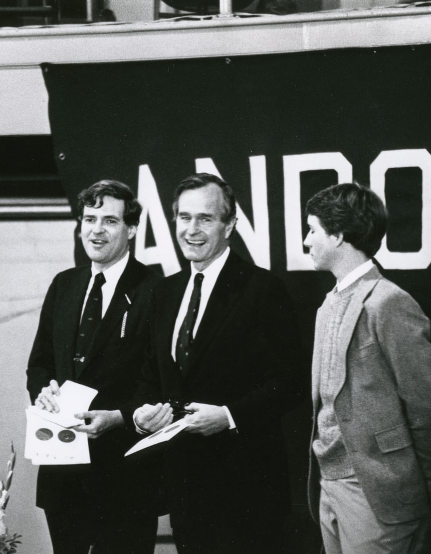 George H.W. Bush with students in 1981