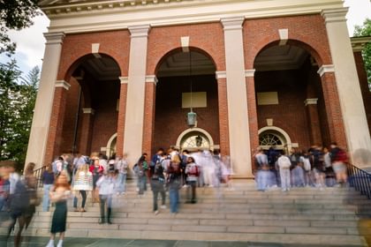 Students gathering in front of Cochran Chapel