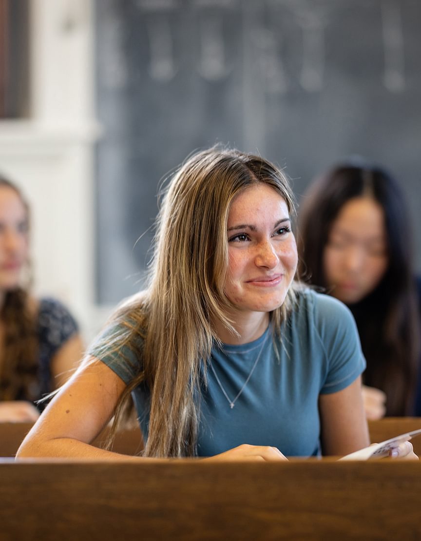 Smiling students in the classroom