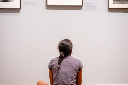 A student viewing art at the Addison Gallery