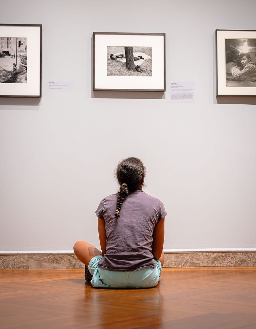 A student viewing art at the Addison Gallery