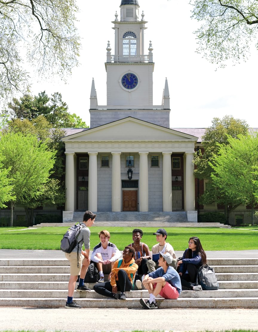 Students in front of Samuel Phillips Hall