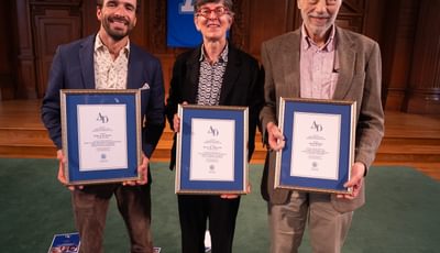 Pablo Durana ’02, Ruth Harlow ’79, and John Marks ’61