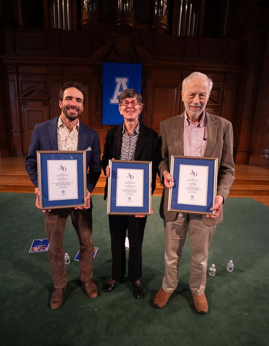 Pablo Durana ’02, Ruth Harlow ’79, and John Marks ’61