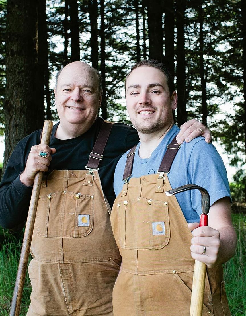 Two men looking for truffles