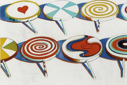 Wayne Thiebaud, Big Suckers, from Seven Still Lifes and a Rabbit, 1971. Aquatint and soft ground etching. Fine Arts Museum of San Francisco, Crown Point Press Archive, Gift of Crown Point Press, 1991.28.1172. © 2026 Wayne Thiebaud Foundation / Licensed by VAGA at Artists Rights Society (ARS), New York; Photo: Private Collection/Christie's Images/Bridgeman Images