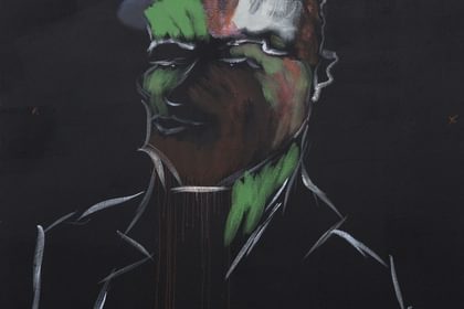 Reggie Burrows Hodges, See Captain: Thala, 2023, acrylic and pastel on linen, 81 x 71 x 1 1/4 inches, © Reggie Burrows Hodges