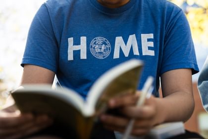 Student reading book