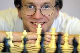 Dana Mackenzie playing chess